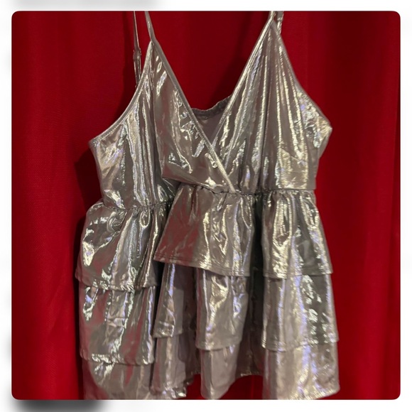 Silver Ruffled Women's Top - Picture 2 of 3